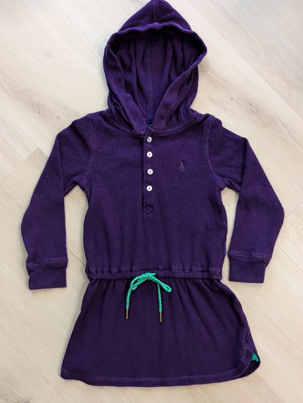 Ralph Lauren Girls 3T Purple Tunic Hooded Dress Purple Beach Cover Up Drawstring
